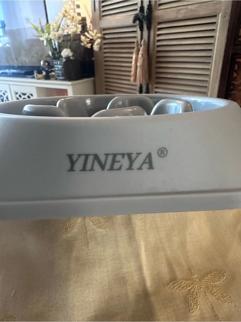 YINEYA Gray Slow Feeder Dog Bowl. New.